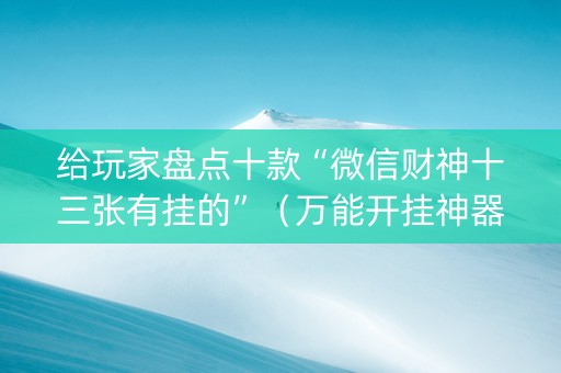 给玩家盘点十款“微信财神十三张有挂的”（万能开挂神器)