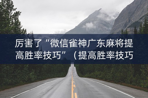 厉害了“微信雀神广东麻将提高胜率技巧”（提高胜率技巧)