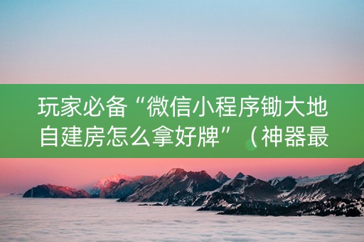 玩家必备“微信小程序锄大地自建房怎么拿好牌”（神器最新免费)