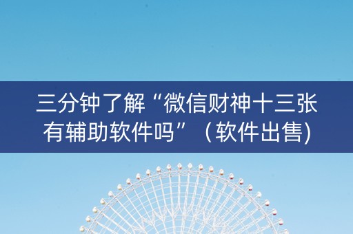 三分钟了解“微信财神十三张有辅助软件吗”（软件出售)