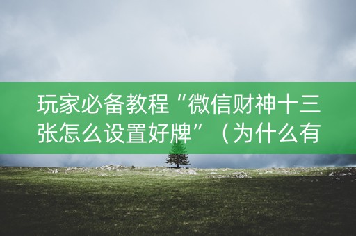 玩家必备教程“微信财神十三张怎么设置好牌”（为什么有人一直赢)