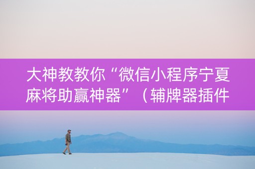 大神教教你“微信小程序宁夏麻将助赢神器”（辅牌器插件购买)