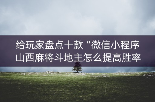 给玩家盘点十款“微信小程序山西麻将斗地主怎么提高胜率”（专用神器下载)