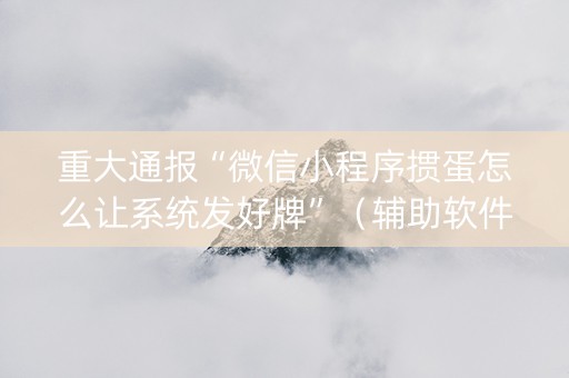 重大通报“微信小程序掼蛋怎么让系统发好牌”（辅助软件)