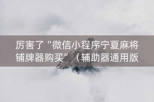 厉害了“微信小程序宁夏麻将铺牌器购买”（辅助器通用版)