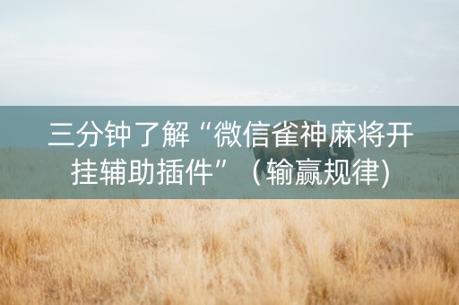 三分钟了解“微信雀神麻将开挂辅助插件”（输赢规律)