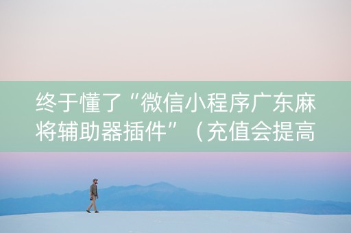 终于懂了“微信小程序广东麻将辅助器插件”（充值会提高胜率么)