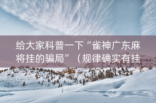 给大家科普一下“雀神广东麻将挂的骗局”（规律确实有挂)