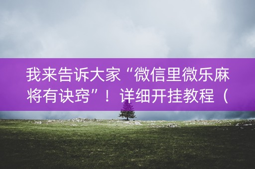 我来告诉大家“微信里微乐麻将有诀窍”！详细开挂教程（确实真的有挂)-知乎