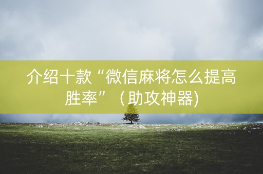 介绍十款“微信麻将怎么提高胜率”（助攻神器)