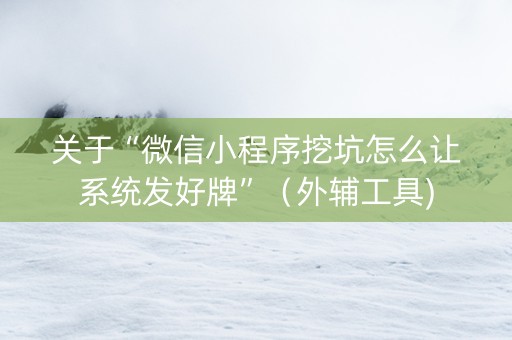 关于“微信小程序挖坑怎么让系统发好牌”（外辅工具)