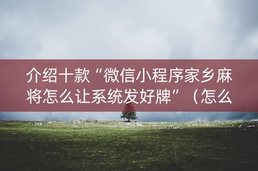 介绍十款“微信小程序家乡麻将怎么让系统发好牌”（怎么让系统给你发好牌)