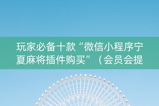玩家必备十款“微信小程序宁夏麻将插件购买”（会员会提高胜率吗)
