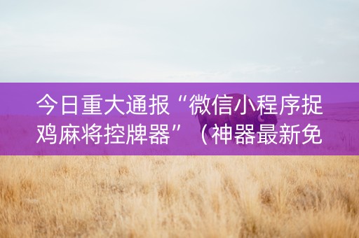 今日重大通报“微信小程序捉鸡麻将控牌器”（神器最新免费)