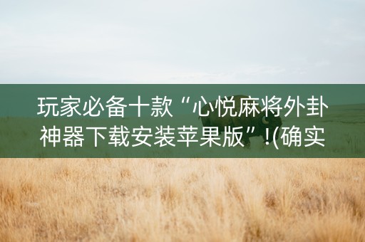 玩家必备十款“心悦麻将外卦神器下载安装苹果版”!(确实是有挂)-知乎