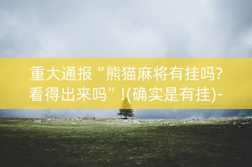 重大通报“熊猫麻将有挂吗?看得出来吗”!(确实是有挂)-知乎