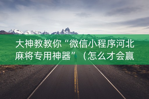 大神教教你“微信小程序河北麻将专用神器”（怎么才会赢)