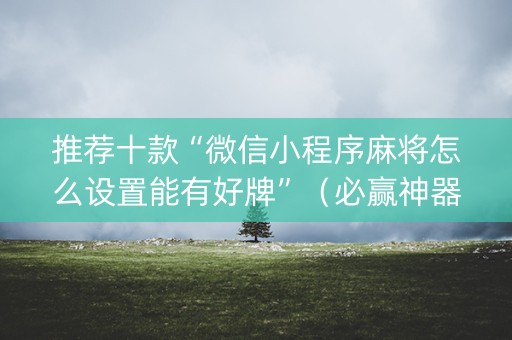 推荐十款“微信小程序麻将怎么设置能有好牌”（必赢神器辅助器)