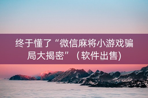 终于懂了“微信麻将小游戏骗局大揭密”（软件出售)