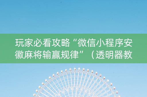玩家必看攻略“微信小程序安徽麻将输赢规律”（透明器教程)