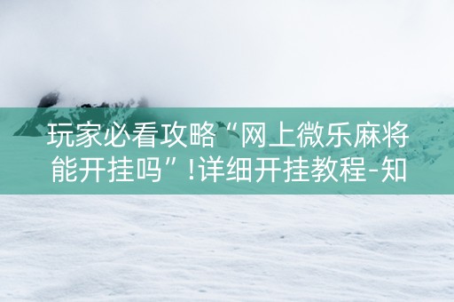 玩家必看攻略“网上微乐麻将能开挂吗”!详细开挂教程-知乎
