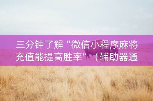 三分钟了解“微信小程序麻将充值能提高胜率”（辅助器通用版)