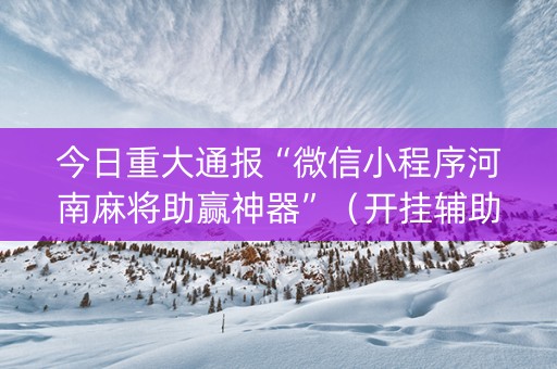 今日重大通报“微信小程序河南麻将助赢神器”（开挂辅助插件)