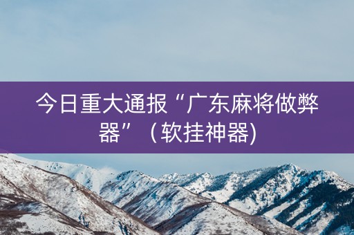 今日重大通报“广东麻将做弊器”（软挂神器)