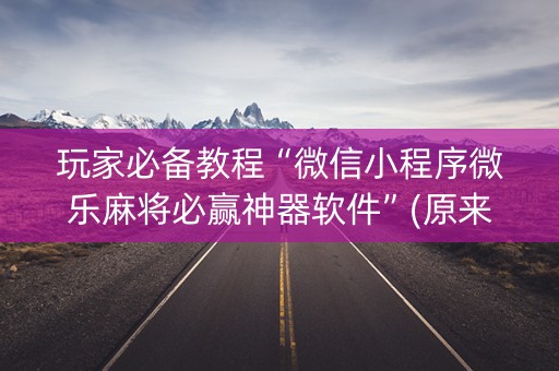 玩家必备教程“微信小程序微乐麻将必赢神器软件”(原来真的有挂)-知乎