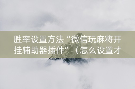 胜率设置方法“微信玩麻将开挂辅助器插件”（怎么设置才能赢)