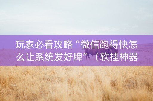 玩家必看攻略“微信跑得快怎么让系统发好牌”（软挂神器)