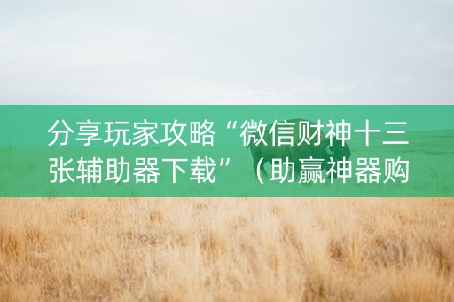 分享玩家攻略“微信财神十三张辅助器下载”（助赢神器购买)