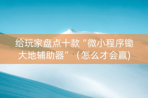给玩家盘点十款“微小程序锄大地辅助器”（怎么才会赢)