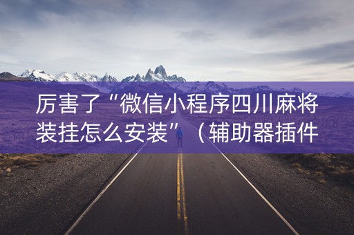 厉害了“微信小程序四川麻将装挂怎么安装”（辅助器插件)