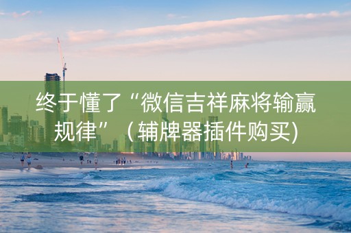 终于懂了“微信吉祥麻将输赢规律”（辅牌器插件购买)
