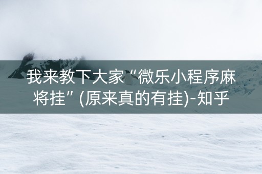 我来教下大家“微乐小程序麻将挂”(原来真的有挂)-知乎
