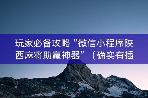 玩家必备攻略“微信小程序陕西麻将助赢神器”（确实有插件吗)