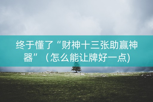 终于懂了“财神十三张助赢神器”（怎么能让牌好一点)