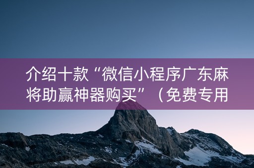 介绍十款“微信小程序广东麻将助赢神器购买”（免费专用神器)