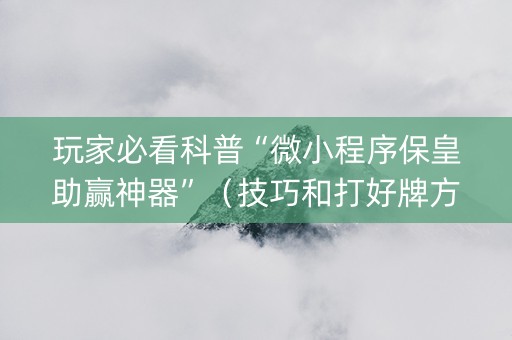 玩家必看科普“微小程序保皇助赢神器”（技巧和打好牌方法)