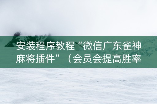 安装程序教程“微信广东雀神麻将插件”（会员会提高胜率吗)