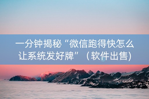 一分钟揭秘“微信跑得快怎么让系统发好牌”（软件出售)