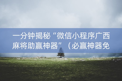 一分钟揭秘“微信小程序广西麻将助赢神器”（必赢神器免费安装)