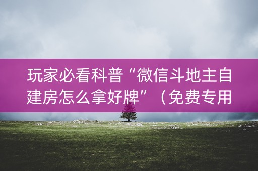 玩家必看科普“微信斗地主自建房怎么拿好牌”（免费专用神器)