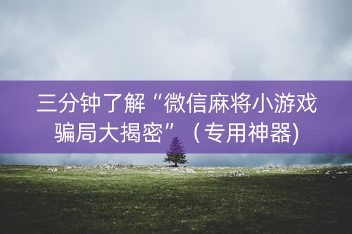 三分钟了解“微信麻将小游戏骗局大揭密”（专用神器)