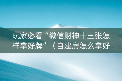 玩家必看“微信财神十三张怎样拿好牌”（自建房怎么拿好牌)