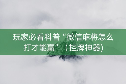 玩家必看科普“微信麻将怎么打才能赢”（控牌神器)