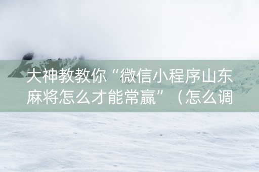 大神教教你“微信小程序山东麻将怎么才能常赢”（怎么调胜率)
