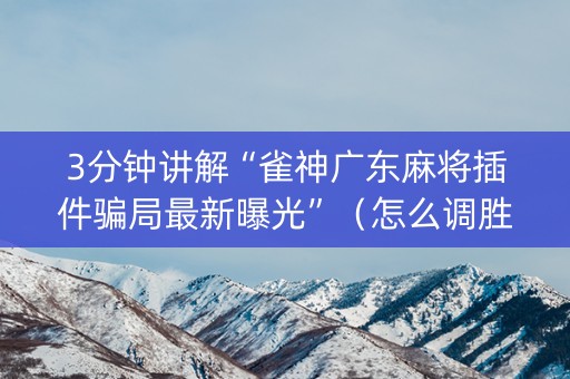 3分钟讲解“雀神广东麻将插件骗局最新曝光”（怎么调胜率)
