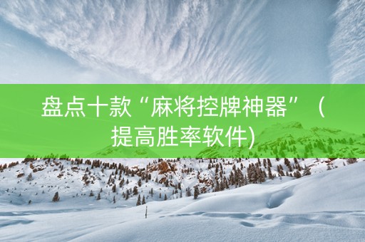 盘点十款“麻将控牌神器”（提高胜率软件)
